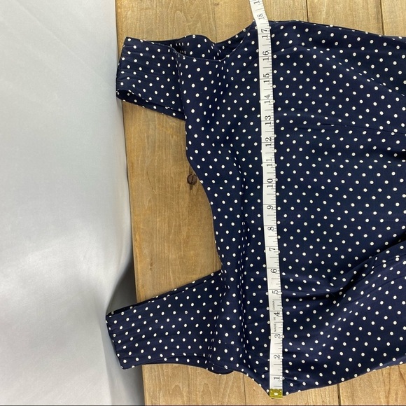 Adrienne Vittadini navy & white polka dot sleeveless wide leg jumpsuit - Picture 7 of 10